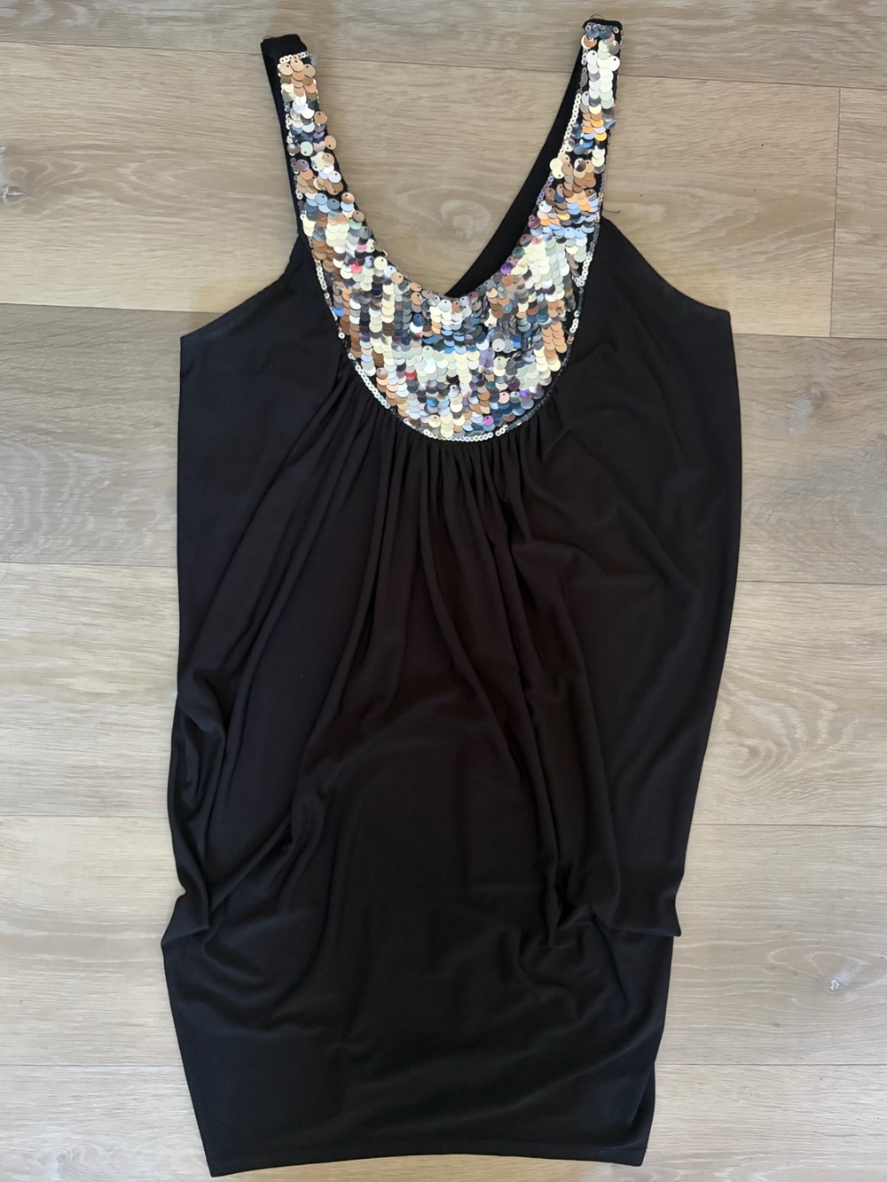 Ruby Rox Y2K Black Sequin Paillette Blouson Top Small